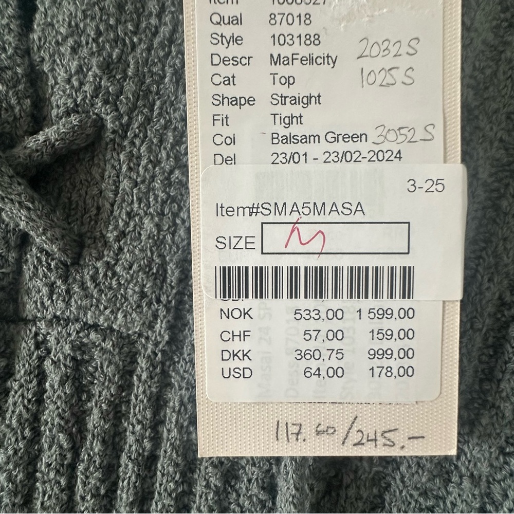 Green Ribbed Women's Sweater - Picture 3 of 5